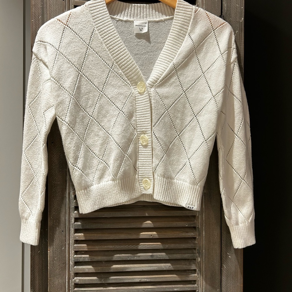 Abercrombie Kids White Cropped Cardigan Sweater